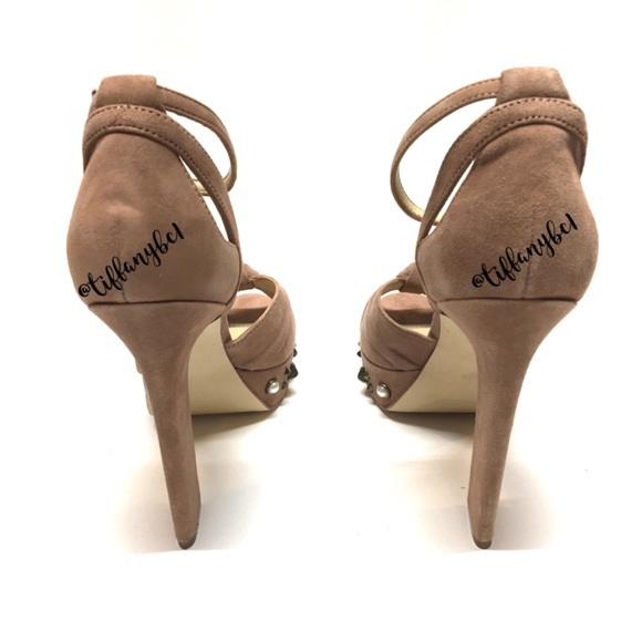 GUESS Kenzie Studded Platform Sandals Blush Suede - Picture 11 of 16